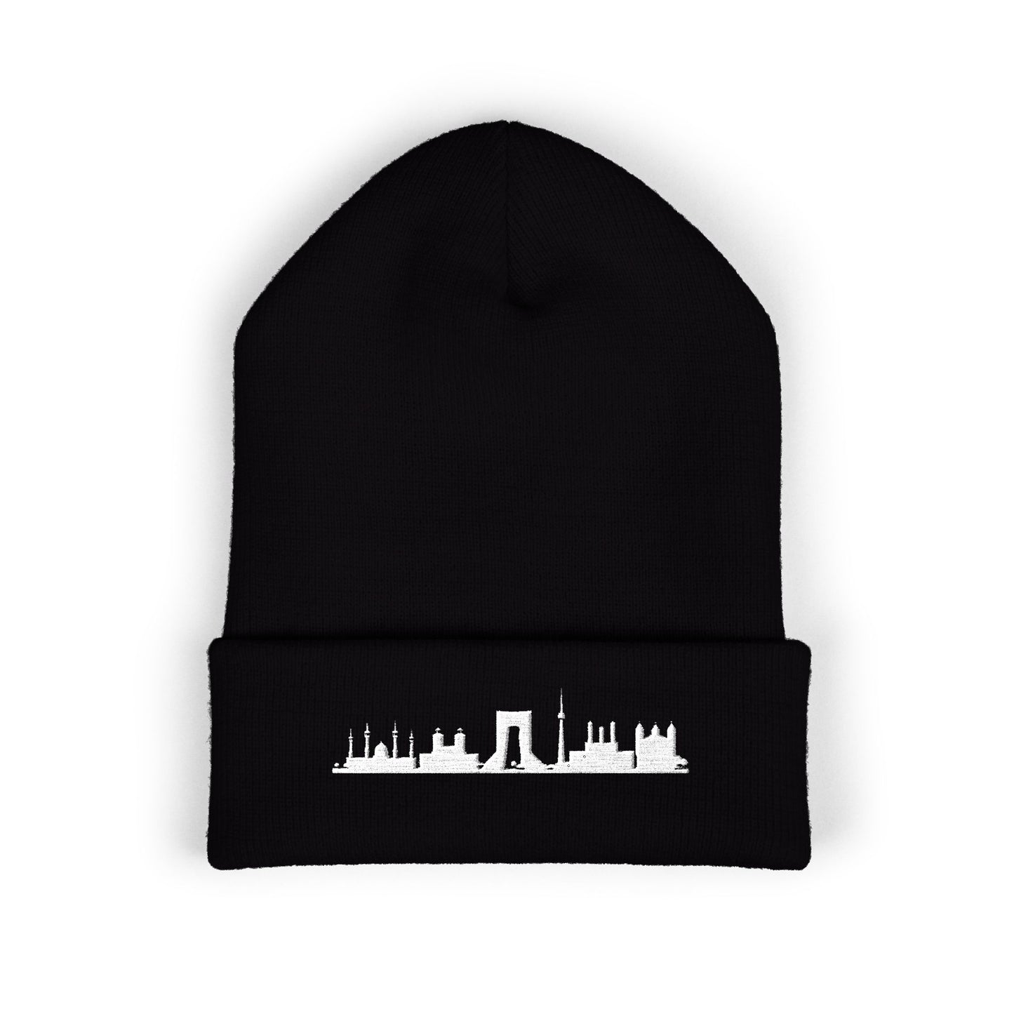 Embroidered City Skyline Cuffed Beanie
