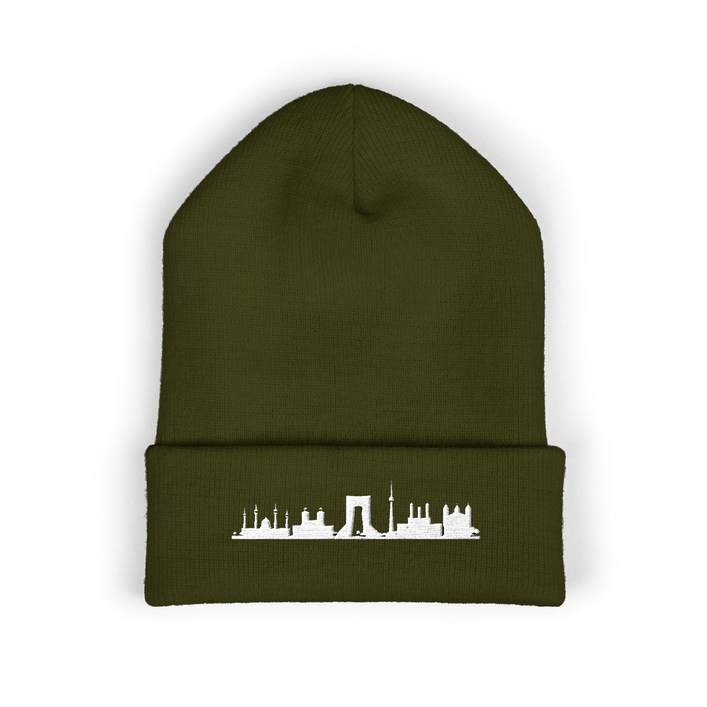 Embroidered City Skyline Cuffed Beanie