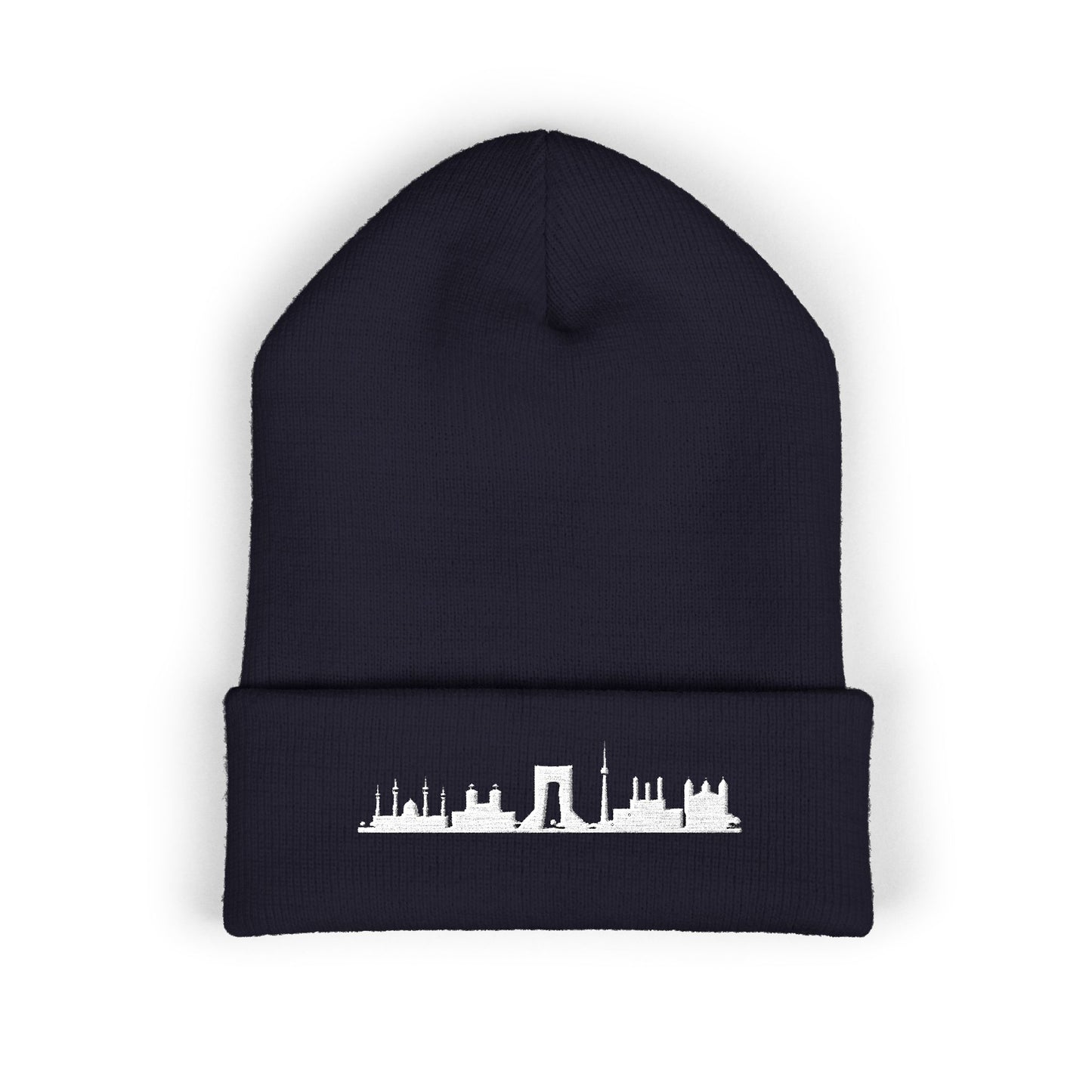 Embroidered City Skyline Cuffed Beanie