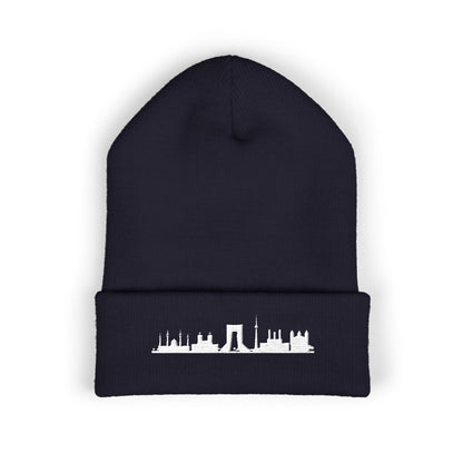 Embroidered City Skyline Cuffed Beanie