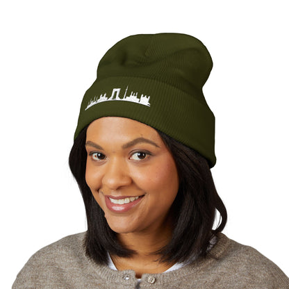 Embroidered City Skyline Cuffed Beanie