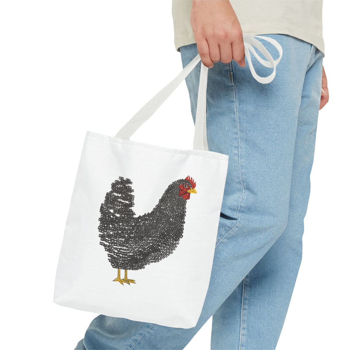 Black Hen Illustration Tote Bag – Farmhouse Chicken Market Tote