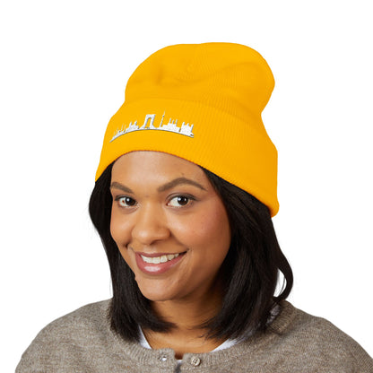 Embroidered City Skyline Cuffed Beanie