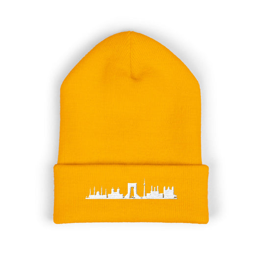 Embroidered City Skyline Cuffed Beanie
