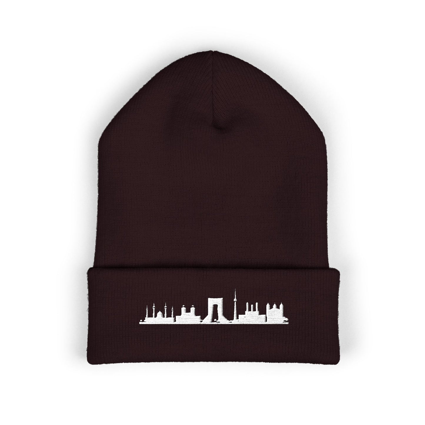 Embroidered City Skyline Cuffed Beanie