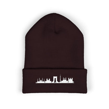 Embroidered City Skyline Cuffed Beanie